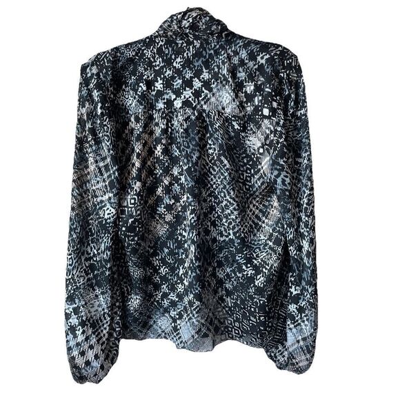 New Ramy Brook Aliyah V Neck Blouse in Houndstooth Burnout Size Large - Picture 6 of 6